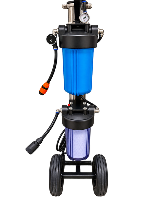 3-stage RO/DI pure water system on a rolling cart